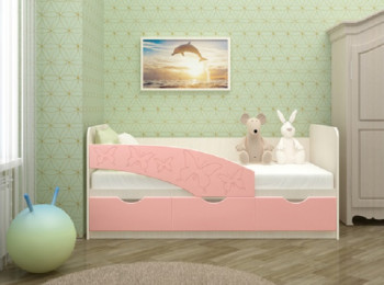 Кровать Бабочки 2,0м (Розовый металлик) в Железнодорожном - zheleznodorozhnyj.mebel54.com | фото