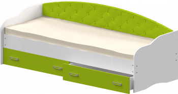 Кровать Софа-8 с мягкой спинкой (900х2000) Белый/Лайм в Железнодорожном - zheleznodorozhnyj.mebel54.com | фото