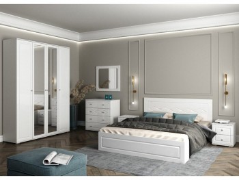 Модульная спальня Барселона (Белый/Белый глянец) в Железнодорожном - zheleznodorozhnyj.mebel54.com | фото