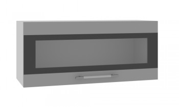 Норд ШВГС 800 Шкаф верхний горизонтальный со стеклом (Софт черный/корпус Венге) в Железнодорожном - zheleznodorozhnyj.mebel54.com | фото
