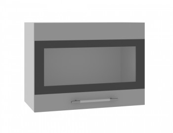 Ройс ВПГСФ 600 Шкаф верхний горизонтальный со стеклом с фотопечатью высокий (Графит софт/корпус Серый) в Железнодорожном - zheleznodorozhnyj.mebel54.com | фото
