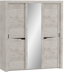 Шкаф трехдверный Соренто с раздвижными дверями Дуб бонифаций/Кофе структурный матовый в Железнодорожном - zheleznodorozhnyj.mebel54.com | фото
