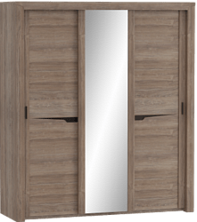 Шкаф трехдверный Соренто с раздвижными дверями Дуб стирлинг/Кофе структурный матовый в Железнодорожном - zheleznodorozhnyj.mebel54.com | фото